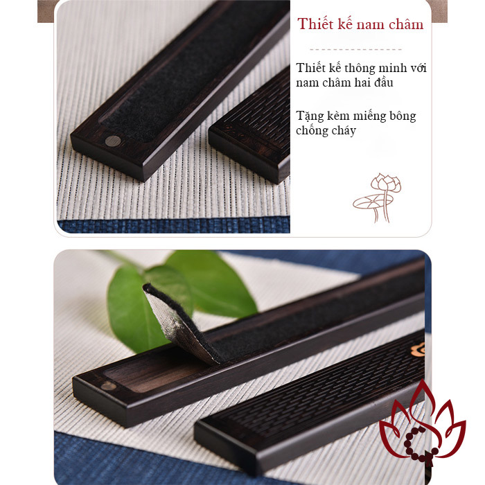 Khay Đốt Nhang Trầm Hương Không Tăm | Gỗ Mun Nguyên Khối